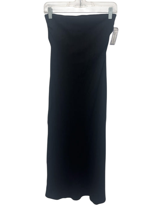 Vitamin A Size S Black Tencel Knickknack Print Tube Side Slit Midi Dress Black / S