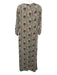 Natalie Martin Size XS Beige, Pink, Green Rayon Floral Side Slits Midi Dress Beige, Pink, Green / XS