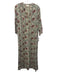 Natalie Martin Size XS Beige, Pink, Green Rayon Floral Side Slits Midi Dress Beige, Pink, Green / XS