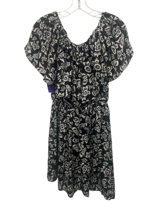 Jill Stuart Size 0 Black & White Silk Floral Above knee Off Shoulder Dress Black & White / 0