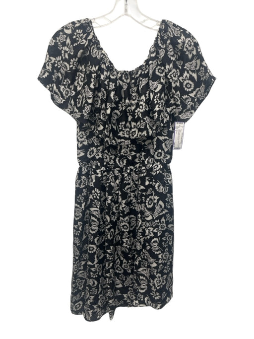 Jill Stuart Size 0 Black & White Silk Floral Above knee Off Shoulder Dress Black & White / 0