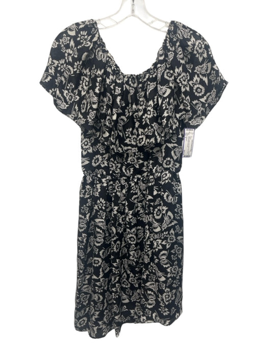 Jill Stuart Size 0 Black & White Silk Floral Above knee Off Shoulder Dress Black & White / 0