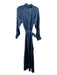 Adolfo Dominguez Size 40 Blue Acetate Wrinkle Affect Long Sleeve Sash Inc Dress Blue / 40