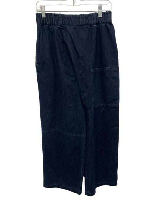 Sisam Size NWT Indigo Wash Cotton Denim Elastic Drawstring Waist Wide Leg Jeans Indigo Wash / NWT