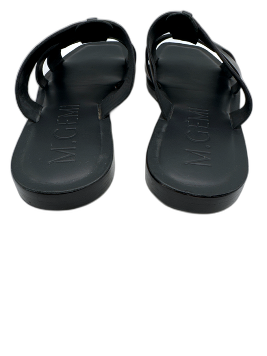 M. Gemi Shoe Size 40.5 Black Leather Strappy Slip On Mule Flat Sandals Black / 40.5
