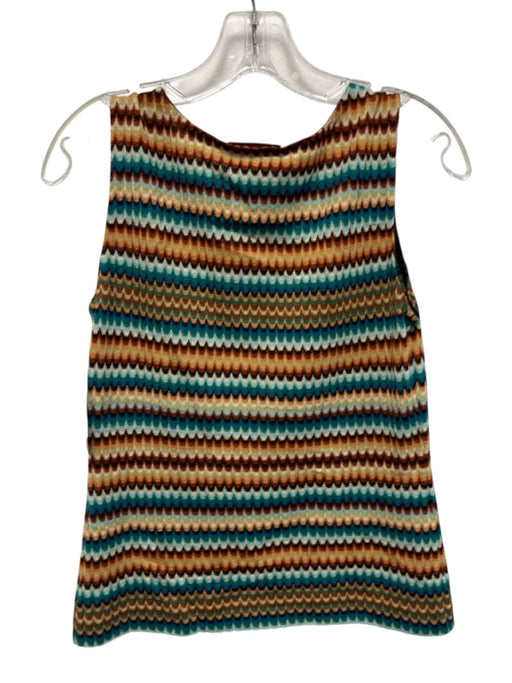 Missoni Size S Brown & Blue Wool & Rayon Sleeveless Tank Abstract Stripe Top Brown & Blue / S