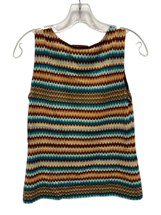 Missoni Size S Brown & Blue Wool & Rayon Sleeveless Tank Abstract Stripe Top Brown & Blue / S