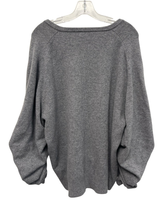 Tory Burch Size XL Gray & Red Wool & Polyamide U Neck Floral Embroidery Sweater Gray & Red / XL