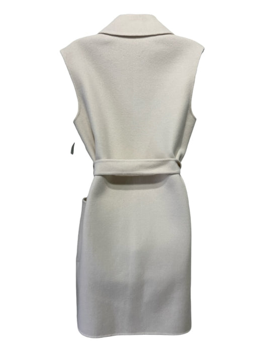 Max Mara Weekend Size 8 Cream Virgin Wool Sleeveless 2 Pocket Sash Vest Coat Cream / 8