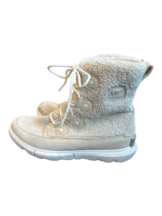 Sorel Shoe Size 8 Cream Faux Shearling Lace Up Athletic Booties Cream / 8