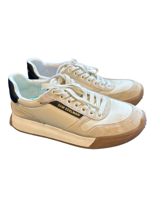 Sam Edelman Shoe Size 7.5 Cream & Black Leather & Canvas Athletic Sneakers Cream & Black / 7.5