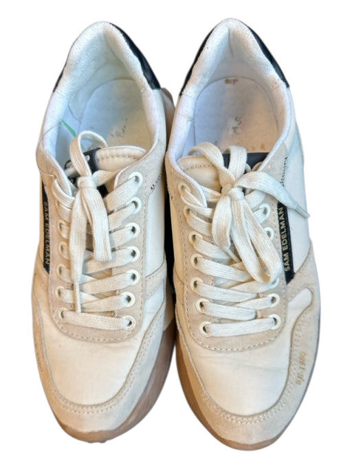 Sam Edelman Shoe Size 7.5 Cream & Black Leather & Canvas Athletic Sneakers Cream & Black / 7.5