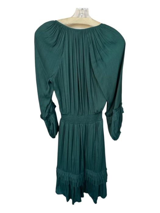 Evereve Size XS Forest Green Polyester Long Sleeve Elastic Waist Maxi Dress Forest Green / XS