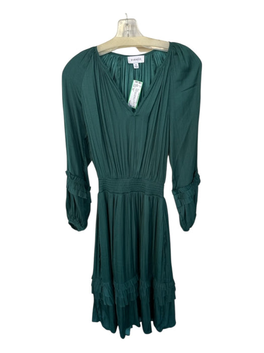 Evereve Size XS Forest Green Polyester Long Sleeve Elastic Waist Maxi Dress Forest Green / XS