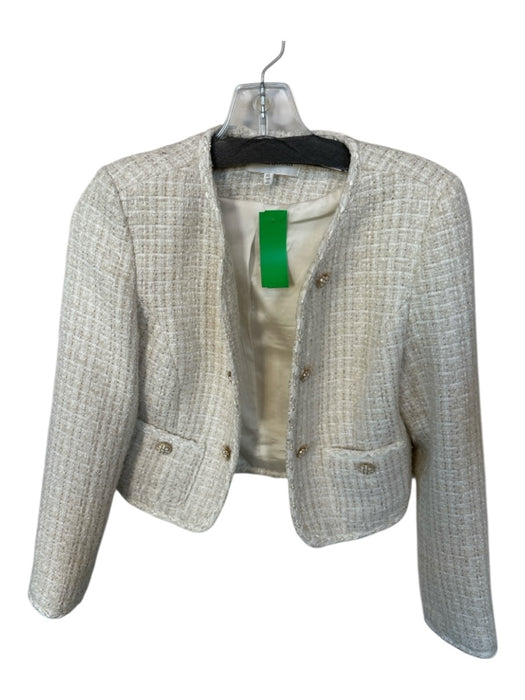 heartloom Size XS White & Gold Polyester Long Sleeve Tweed GHW Jacket White & Gold / XS