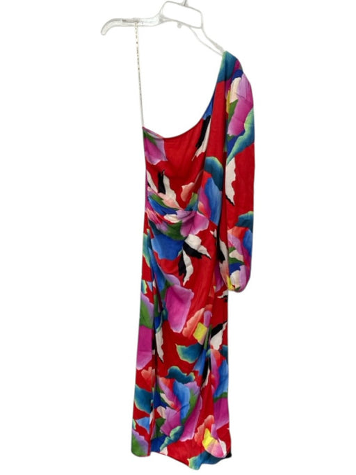 Farm Rio Size S Multi Rayon One Shoulder Flowers Gathered Sides Maxi Dress Multi / S