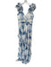 Eliza J Size 2 White & Blue Polyester Sleeveless Flowers Metallic Thread Gown White & Blue / 2