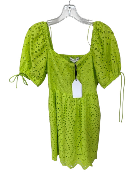 English Factory Size S Lime Green Cotton Short Balloon Sleeve Eyelet Dress Lime Green / S