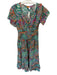 Briton Court Size S Blue Orange & Pink Cotton V Neck Gold detail Maxi Dress Blue Orange & Pink / S