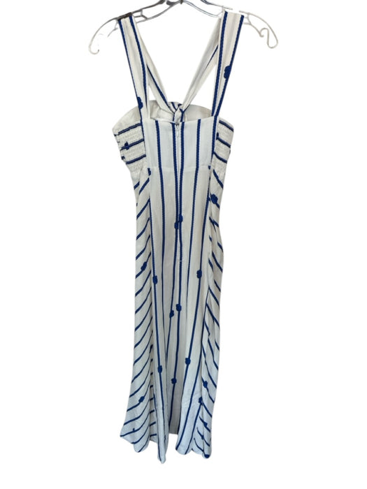 Antonio Melani Size 0 Blue & White Cotton Blend Rope Pattern Front Tie Dress Blue & White / 0
