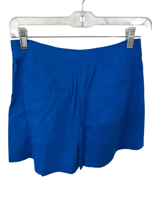 Antonio Melani Size 2 Electric Blue Linen Back Pockets Front Zip Pleated Shorts Electric Blue / 2