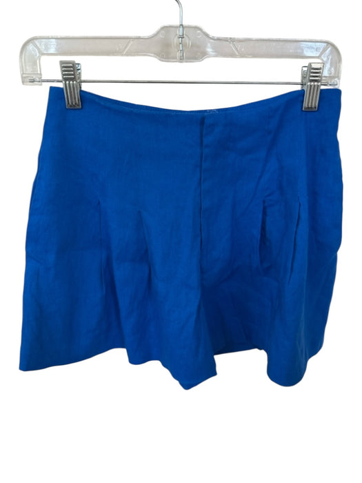 Antonio Melani Size 2 Electric Blue Linen Back Pockets Front Zip Pleated Shorts Electric Blue / 2