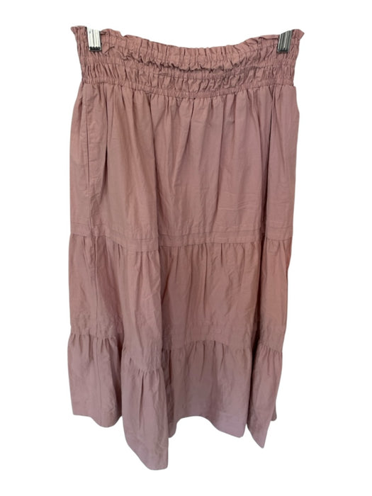 Anthropologie Size XXS Pale Pink Cotton Scrunch Detail Layered Detail Maxi Skirt Pale Pink / XXS