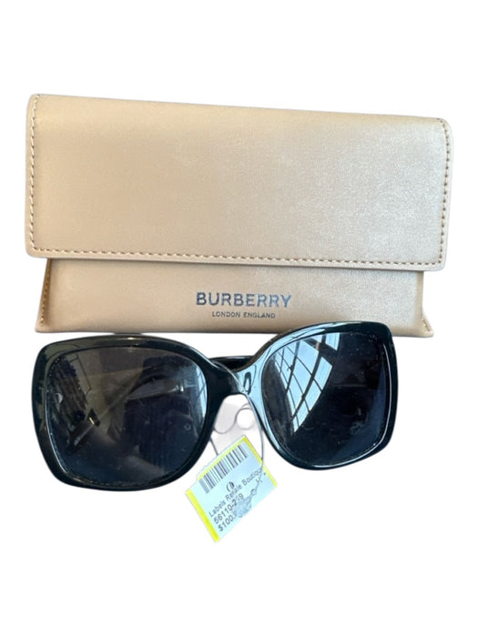 Burberry Black Dark Tint Print Square Frame Sunglasses Black