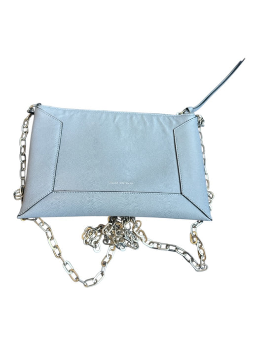 Stuart Weitzman Sky Blue Leather Crossbody Silver Chain Detail Purse Sky Blue