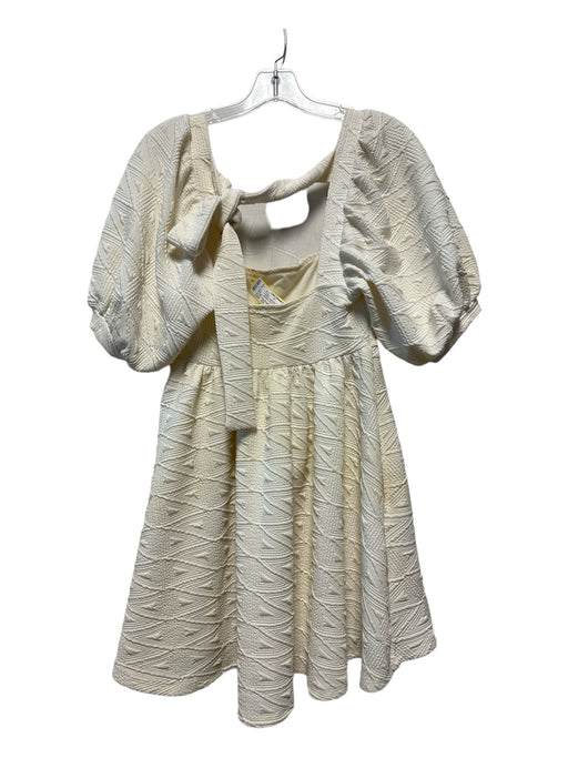 Free People Size XS Cream Polyester Blend Balloon Sleeve Jaquard Baby Doll Dress Cream / XS