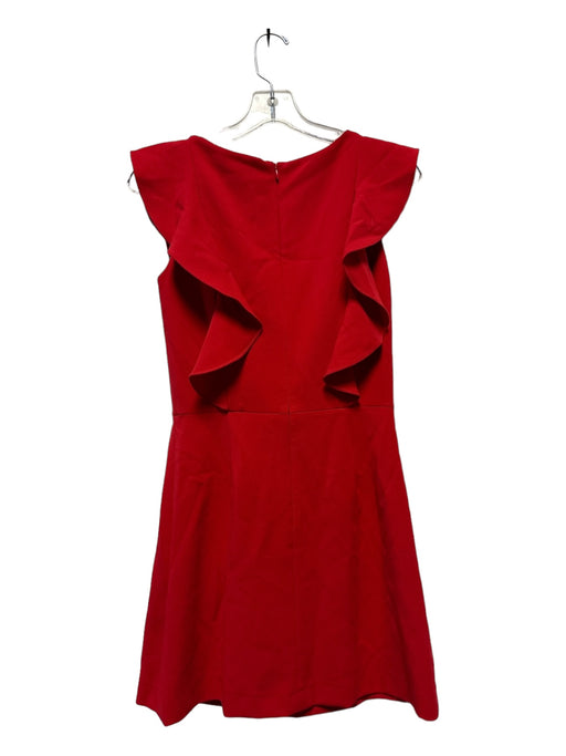 French Connection Size 6 Red Polyester Blend Square Neck Ruffle Detail Dress Red / 6