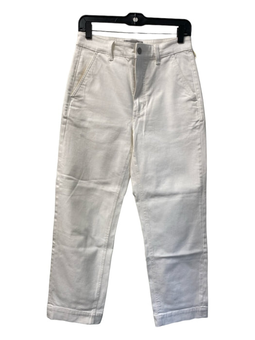 Everlane Size 6 White Cotton High Waist Straight Leg 4 Pocket Zip Fly Jeans White / 6
