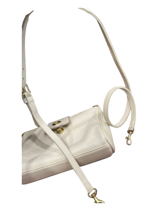Coach Cream Leather Latch Clasp Clutch Gold Hardware Crossbody Strap Bag Cream / S
