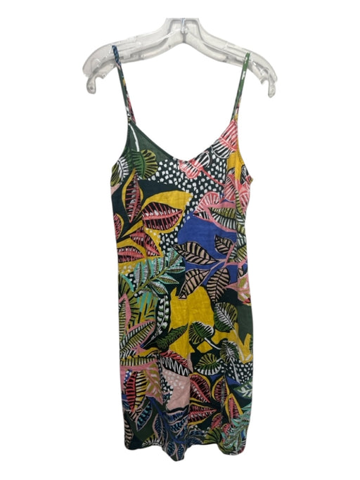 Cynthia Rowley Size 6 Blue, Green, Pink, Yellow Linen Spaghetti Strap Dress Blue, Green, Pink, Yellow / 6