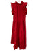 Chepe Size M Red Cotton Ruffle Cap Sleeve Ruffle mock neck Tiered Midi Dress Red / M