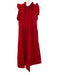 Chepe Size M Red Cotton Ruffle Cap Sleeve Ruffle mock neck Tiered Midi Dress Red / M