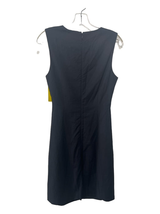Theory Size 4 Black Virgin Wool Blend Tank Side Ruching Dress Black / 4