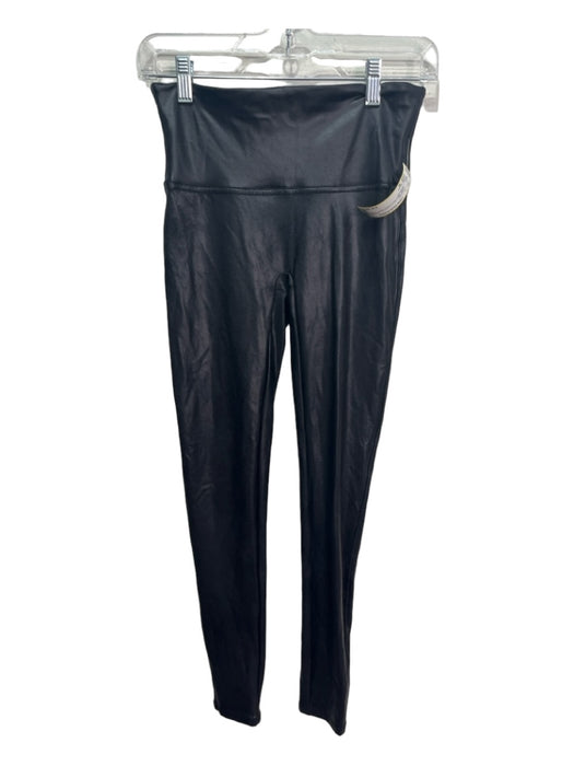 Spanx Size M Black Nylon Blend Elastic Waist Sheen Leggings Black / M
