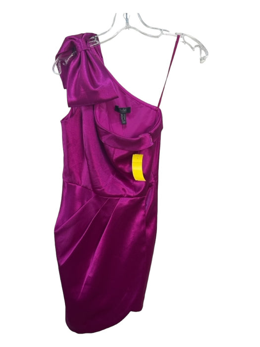 Aidan Mattox Size 0 Magenta Polyester One Shoulder Satin Pleated Dress Magenta / 0