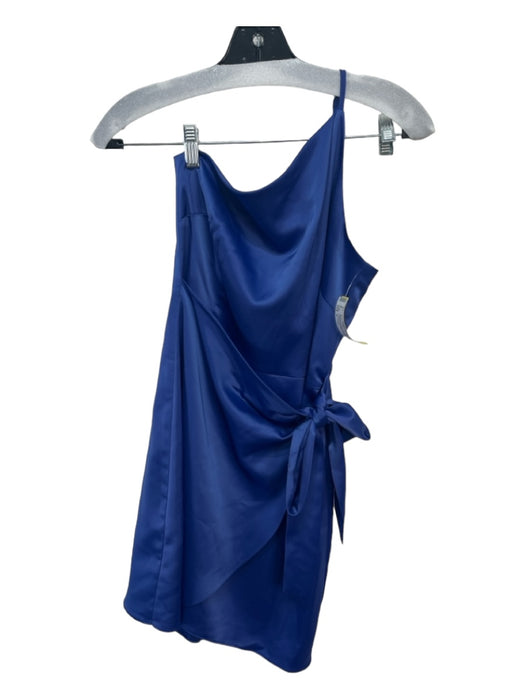 Gianni Bini Size 4 Blue Polyester One Shoulder Satin Darted Tie Detail Dress Blue / 4