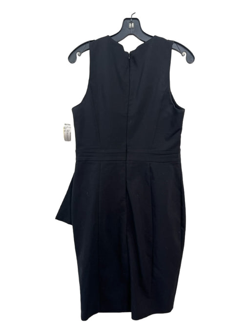 Asos Size 10 Black Cotton & Polyester Blend Tank Peplum Side Ruffle Dress Black / 10
