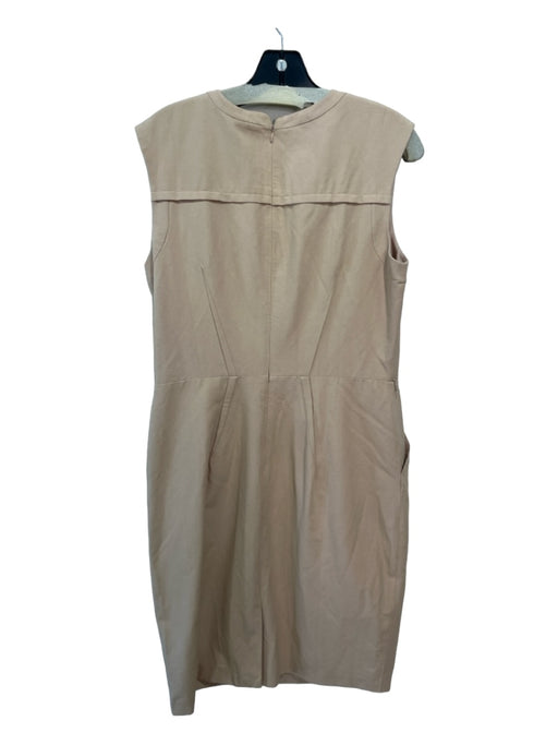 Ann Taylor Size 10 Tan Rayon Tank Front Pleat V Neck Pockets Dress Tan / 10