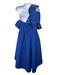 Asos Size 10 Blue Neoprene Midi High Low Ruffle Neckline One Shoulder Dress Blue / 10