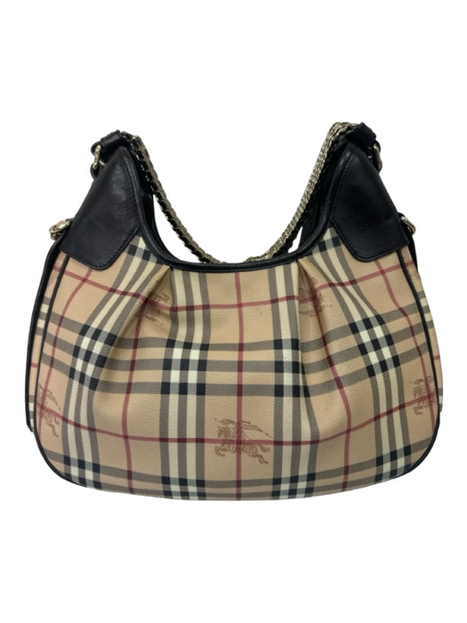 Burberry Beige, Brown, Red Coated Canvas Novacheck Chain Hobo Crossbody Bag Beige, Brown, Red / M/L