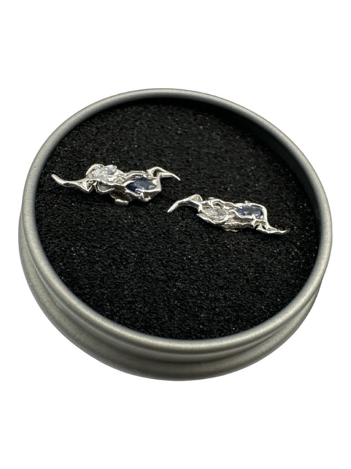 Kuurth Silver & Blue 925 Sterling Silver Post Back Cubic Zirconia Earrings Silver & Blue