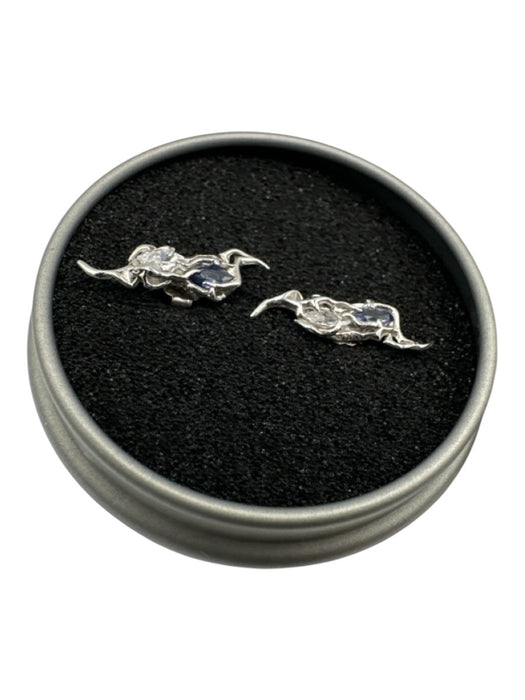 Kuurth Silver & Blue 925 Sterling Silver Post Back Cubic Zirconia Earrings Silver & Blue