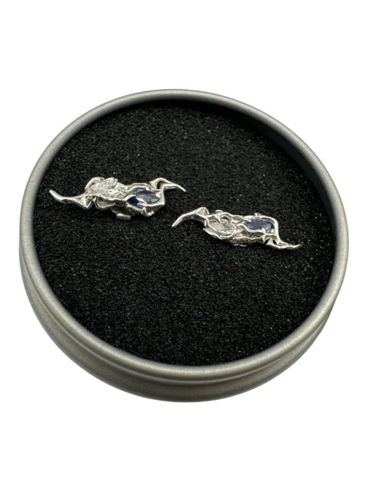 Kuurth Silver & Blue 925 Sterling Silver Post Back Cubic Zirconia Earrings Silver & Blue