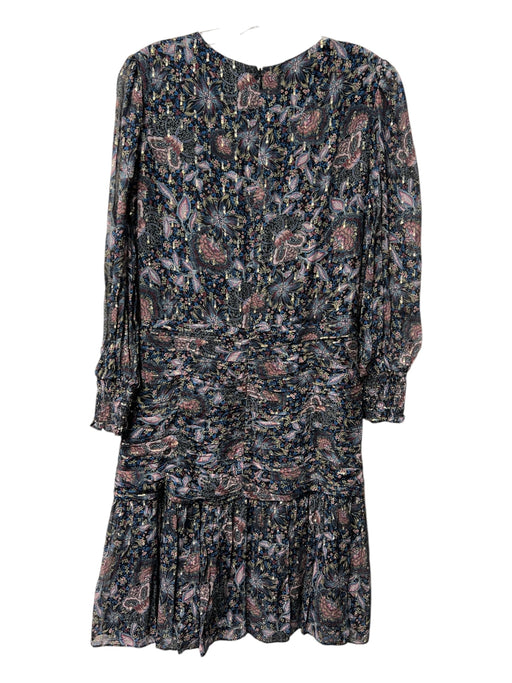 Shoshanna Size 4 Navy & Multi Viscose Metallic Accent lined Round Neck Dress Navy & Multi / 4