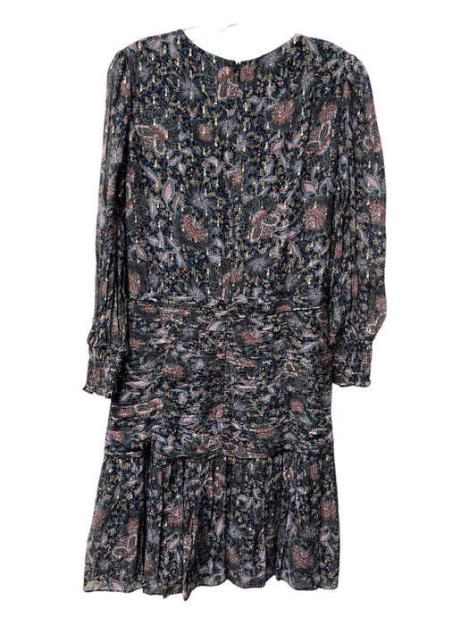 Shoshanna Size 4 Navy & Multi Viscose Metallic Accent lined Round Neck Dress Navy & Multi / 4