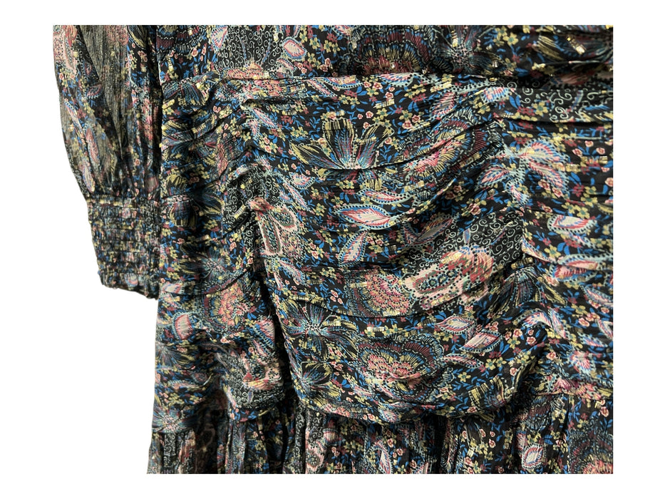 Shoshanna Size 4 Navy & Multi Viscose Metallic Accent lined Round Neck Dress Navy & Multi / 4